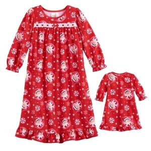 THE ELF ON THE SHELF Toddler Girls 2T Nightgown Pajamas 18" Doll Gown Christmas
